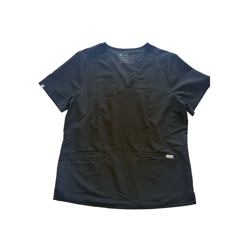 Figs Casma Three-Pocket Scrub‎ Top BLACK XL